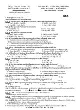 Thi học kì I - Năm học 2015 - 2016 môn hoá hoc  Khối lớp 9 thời gian làm bài  60 phút